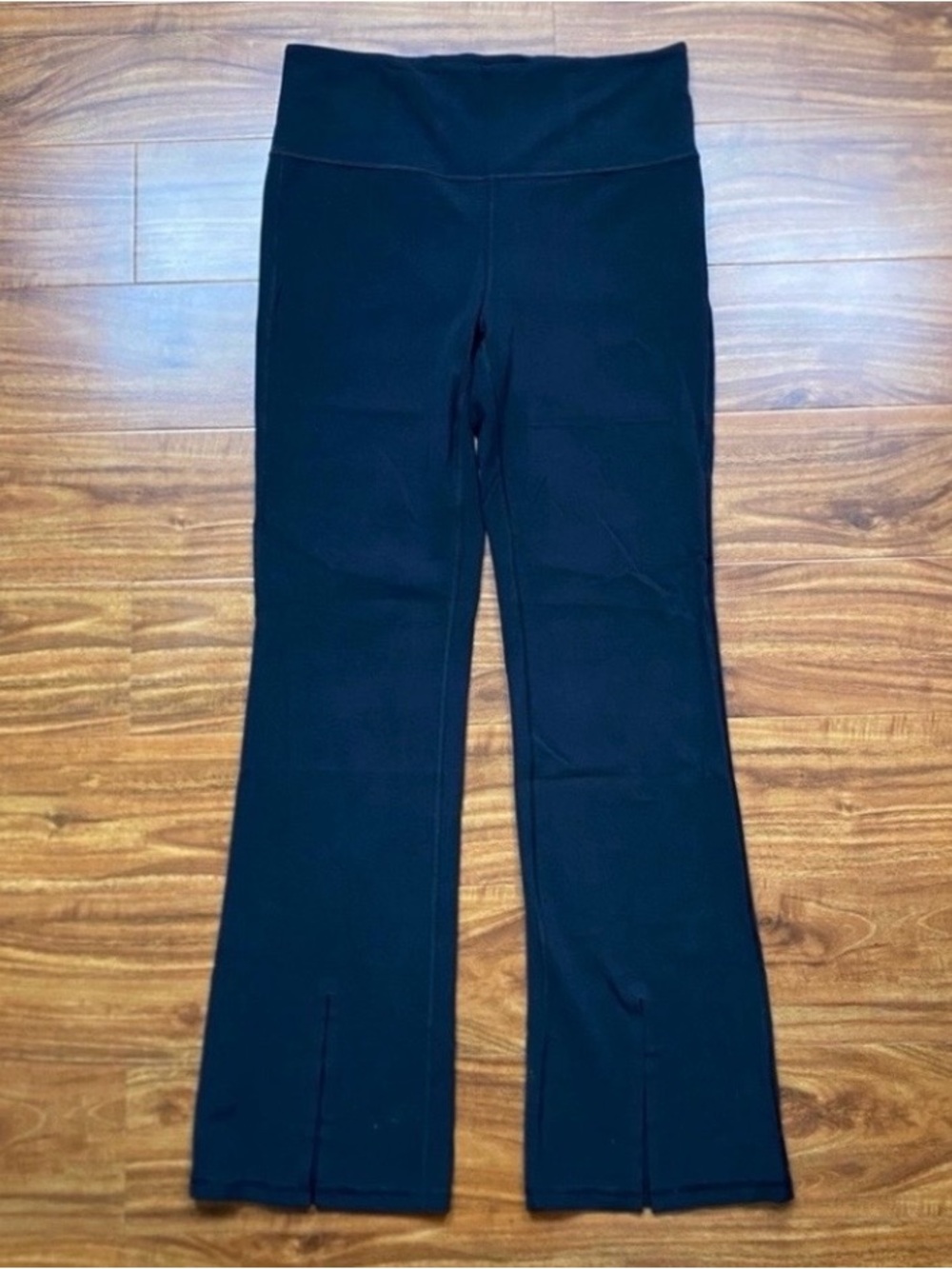 Athleta Women's Black Elation Midrise Split Flare Leggings Size Large Yoga Gym